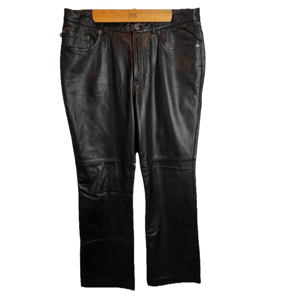 Black Ralph Lauren Jeans Co Genuine Leather Black Bootcut Pants Size 16 LEATLB